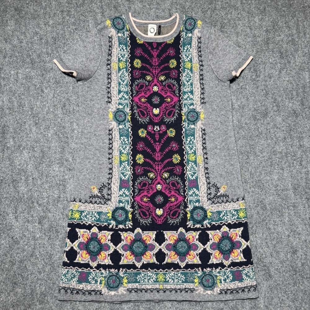 Anthropologie Akemi + Kin Sweater Dress‎ Rayon Multicolor Geometric Psychedelic